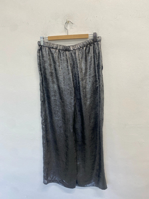 Lovely per Una silver metallic drawstring wide leg trousers UK 12 SS002