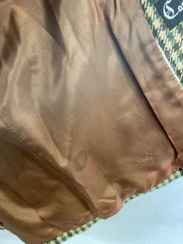 Vintage Womens Stylish Green Houndstooth Cashmere Blend Blazer UK 10-12 MM005