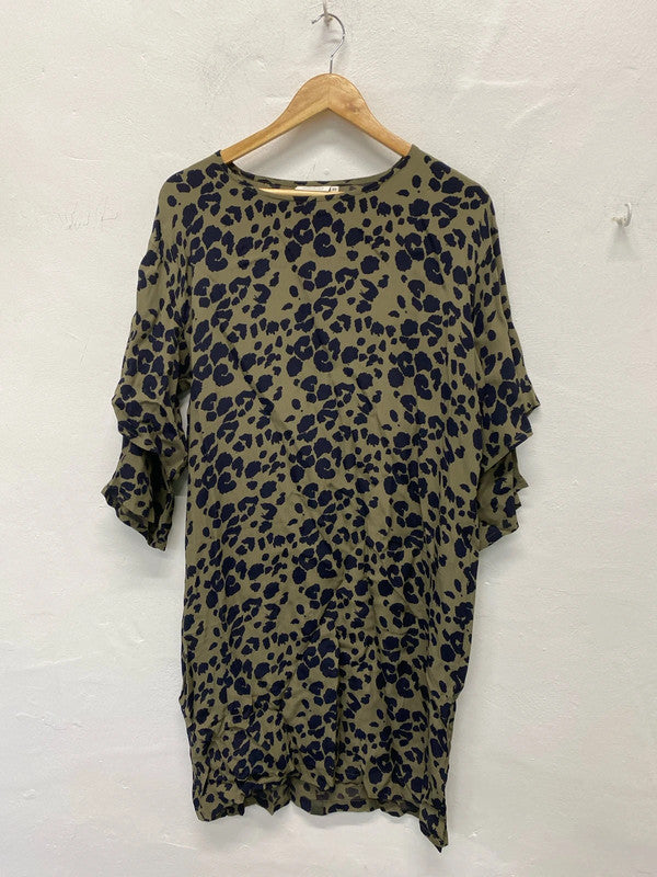 Fabulous Masai animal print khaki tunic & scarf Uk XS oversized LD001