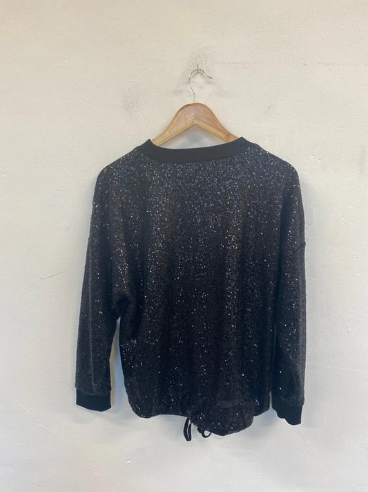 Autograph Glitzy Black Sequin Sweatshirt UK 12 JP001