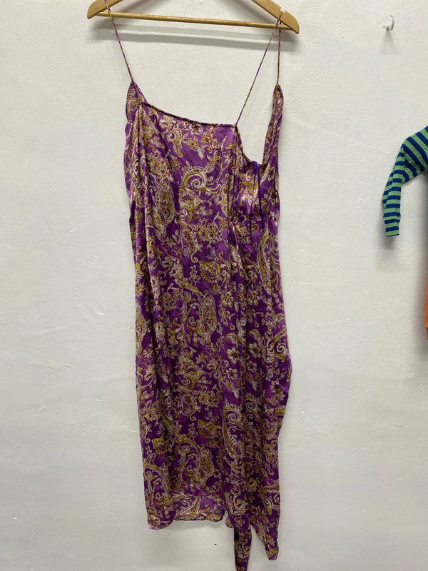 Fabulous Zara slinky wrap purple floral summer occasion party dress UkL KS002