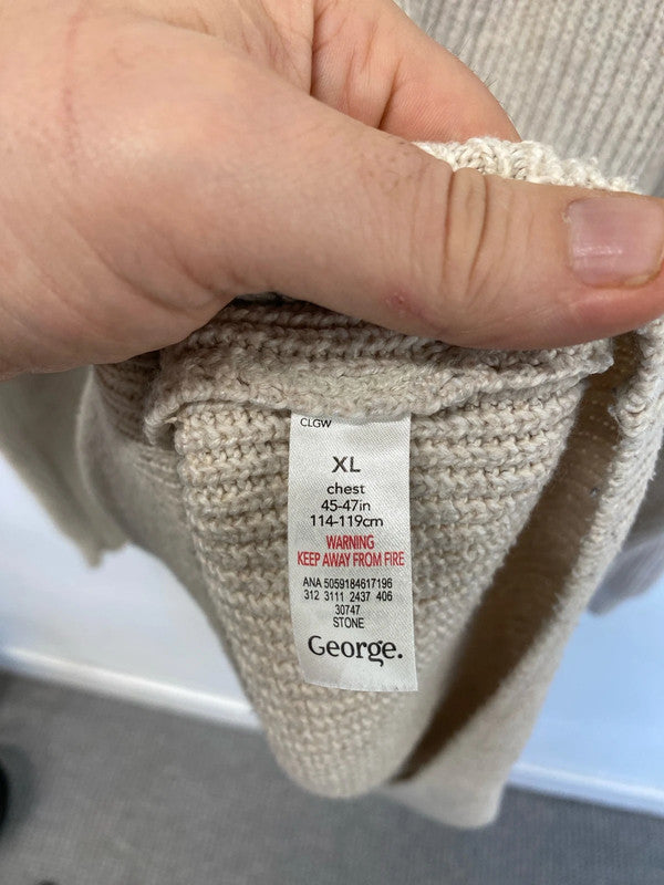 Classic 1/4 zip stone beige ribbed jumper XL LD003