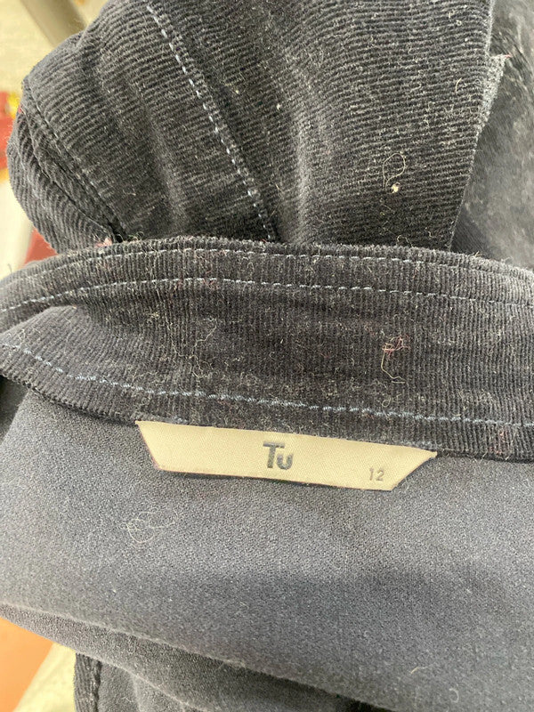 Lovely TU navy cord pinafore dress UK 12 MM005