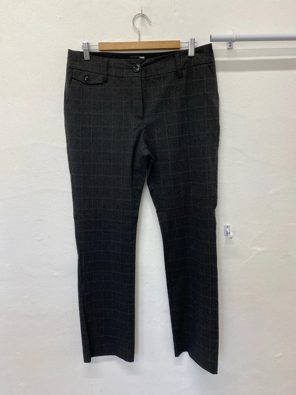 Fabulous H&M Checked brown formal trousers Uk14 KM003