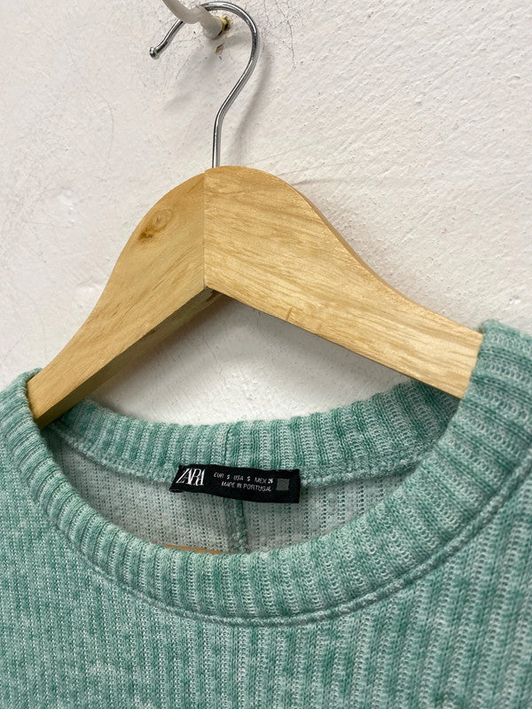 Fabulous Zara Ribbed midi jumper dress UkS mint green MB001