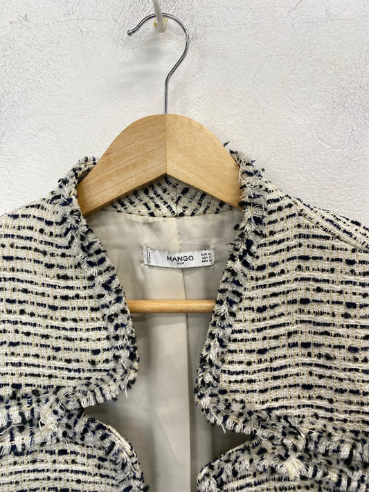 Stunning mango wool blend black white jacket UK M HS001