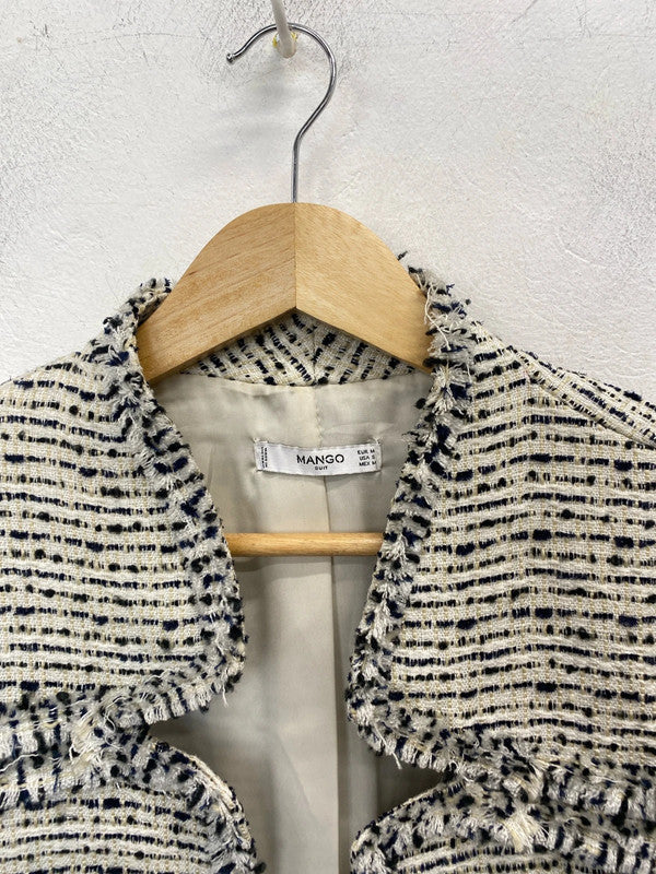 Stunning mango wool blend black white jacket UK M HS001