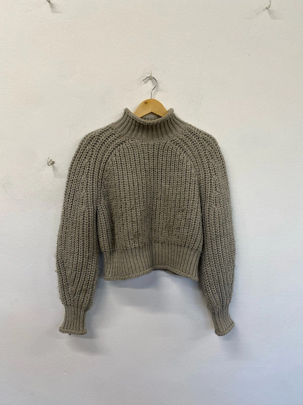 Stunning H&M grey knit cropped sweater uk8 KD001