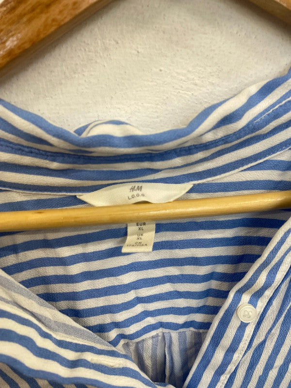 H&M Trendy Blue & White Stripe Oversize Tunic Size XL IM001