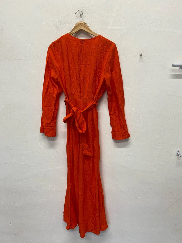Fabulous George Bright tangerine orange midi occasion dress Uk16 EC003