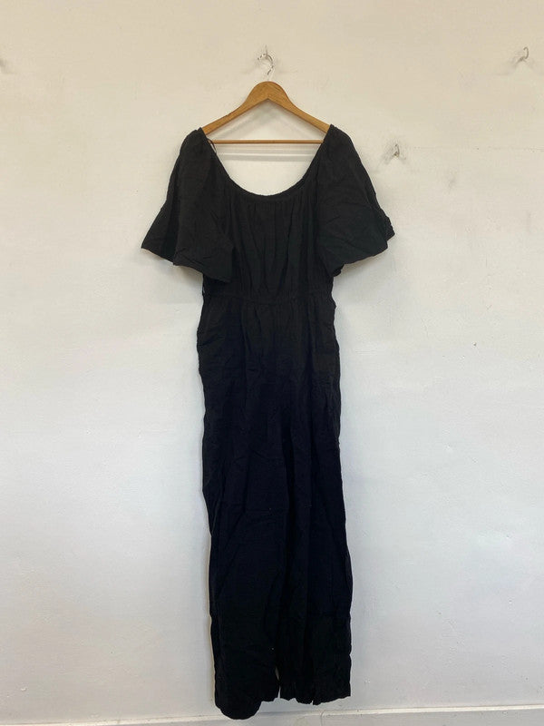 TU Stylish Black Bardot Jumpsuit UK 16R LK006