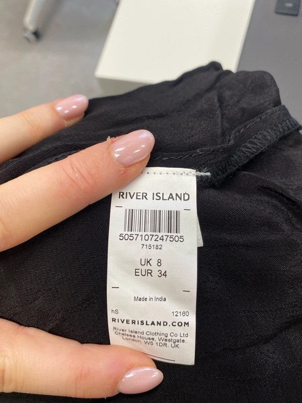 Lovely river island black bardot top UK 8 KM004