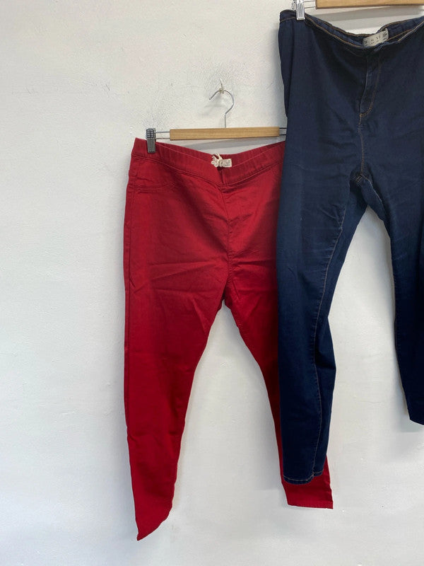 Lovely duo of jeans M&S H&M red navy UK 18 #4 YM001