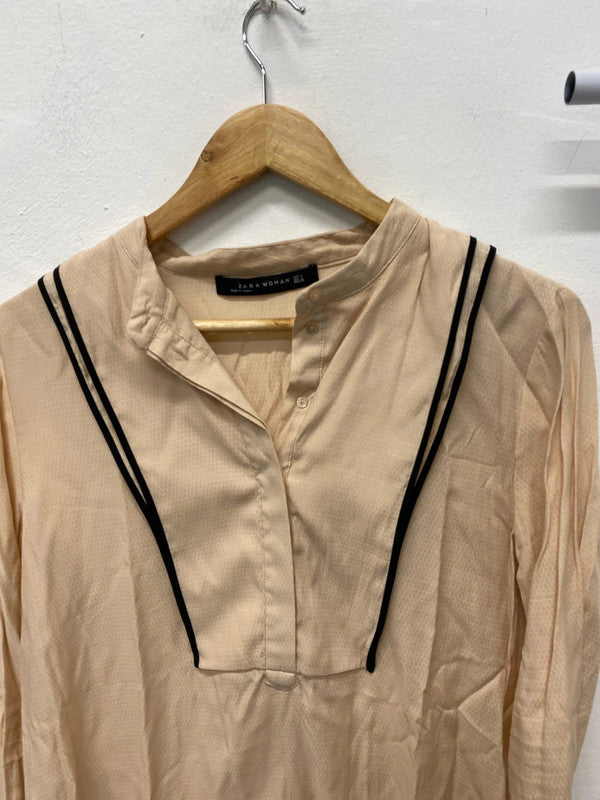 Zara peach faux formal top shirt blouse stunning UkL JB003