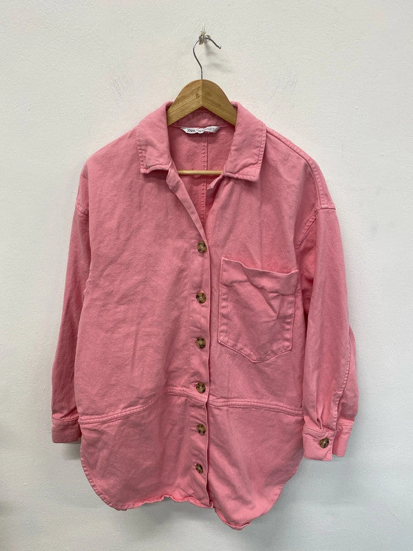 Zara Fabulous Pink Denim Shacket Size M KS003
