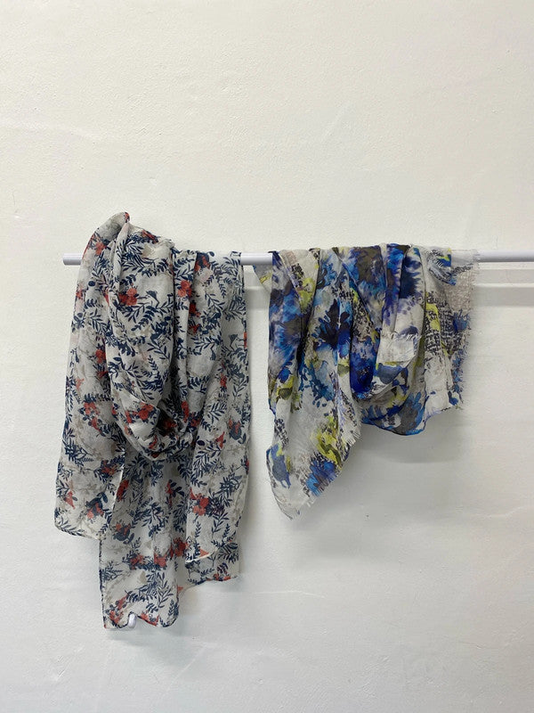 Fabulous duo of floral watercolour abstract scarves IM001