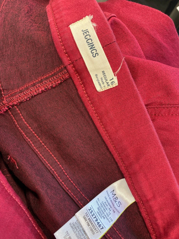 Lovely duo of red Jeggings m&s super skinny UK 14-16 #11 KM005