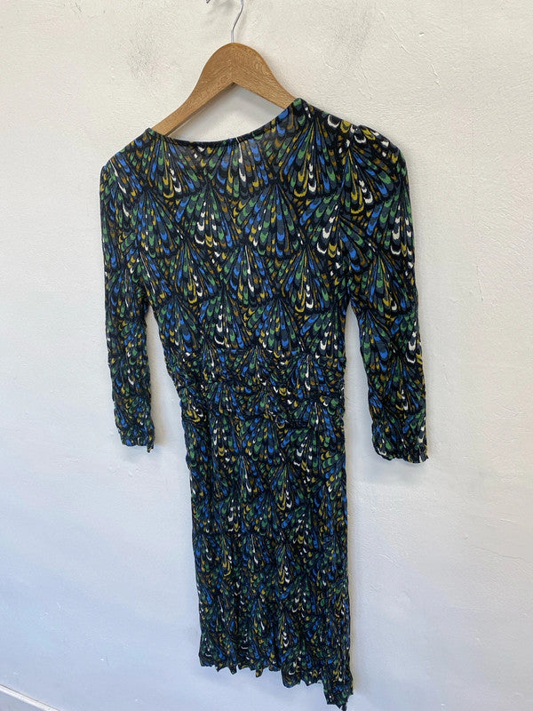 Fabulous Great Plains peacock feather dress UkM jersey LW005