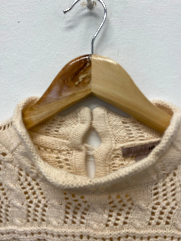 Fabulous Peach crochet knit wool blend jumper Uk10 JB001