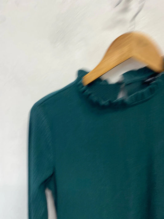 Stunning new look Forrest green frill midi dress UK 10 JH001