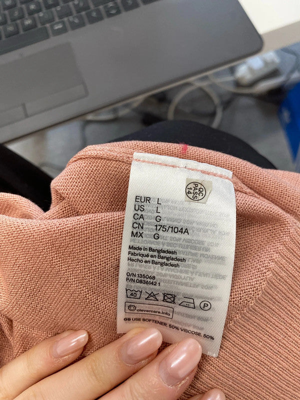 Lovely H&M peach v neck jumper UK L KM003