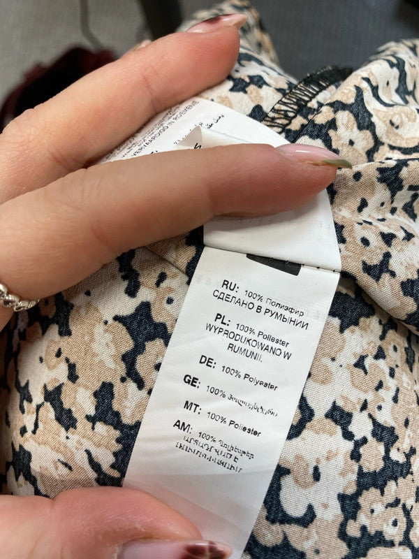 Lovely new look brown white floral blouse UK 12 NN001