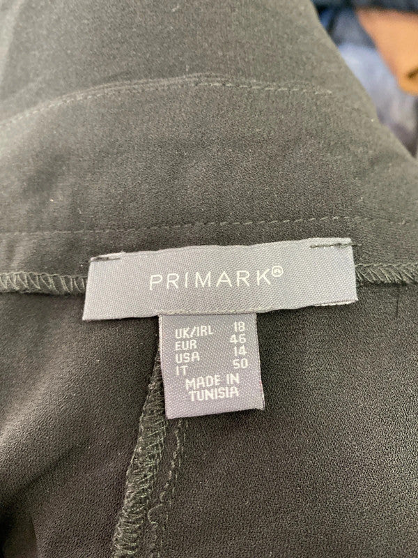 Fabulous black wide leg cropped oriental vibe trousers Uk18 Primark IM001