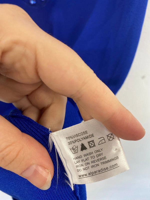 Al Paradise Glitzy Blue Bedazzled Vest Top Size M RR002