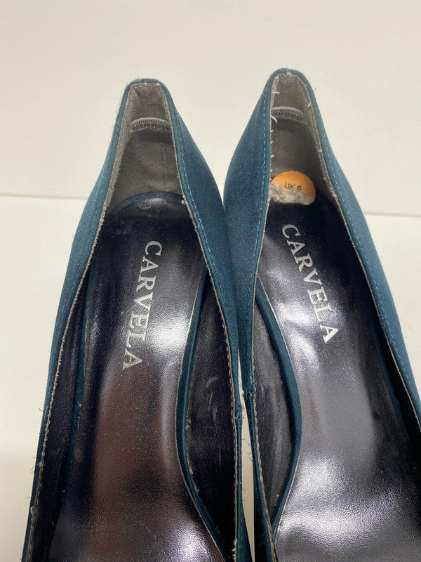 Carvela Fabulous Sea Green Croc Effect Heels UK 5 AE001