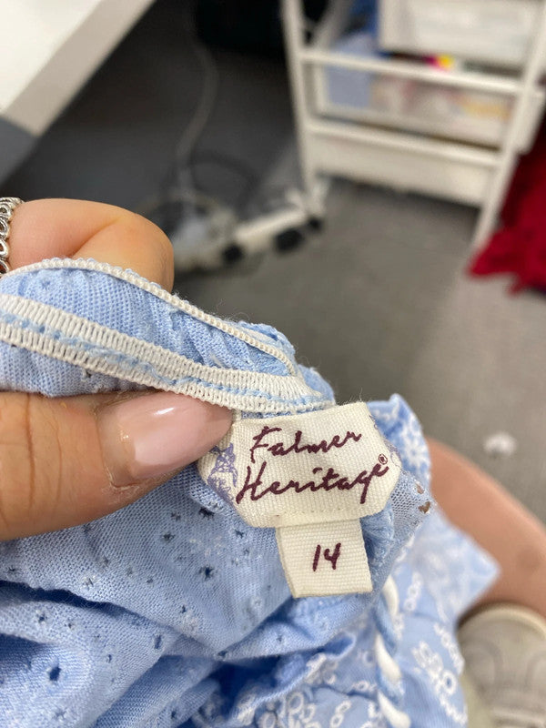 Falmer heritage blue pattern Ditsy top UK 14 JW002