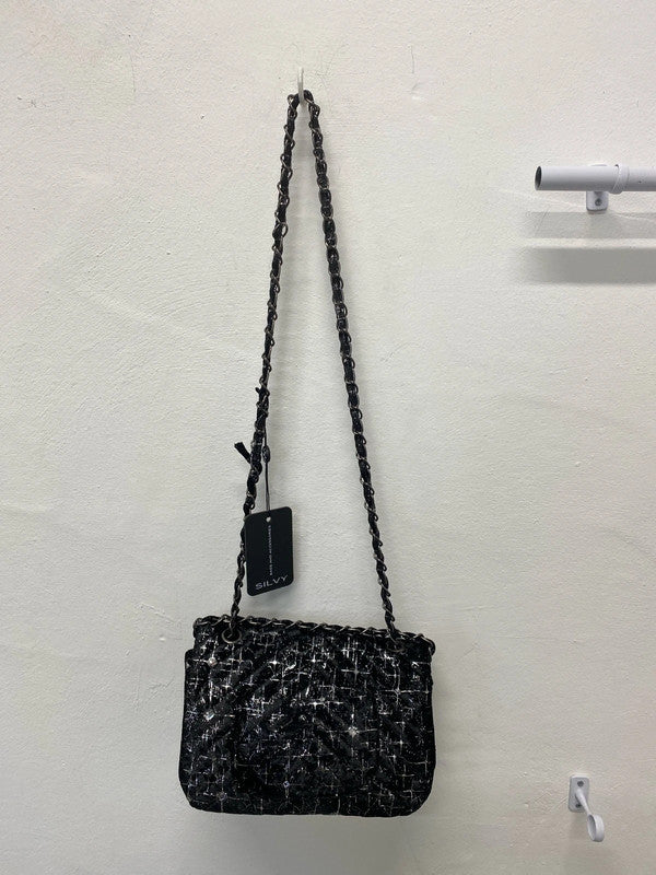 Silvy Fabulous Borsa Ecopelle Black & Silver Sparkle Handbag NC001