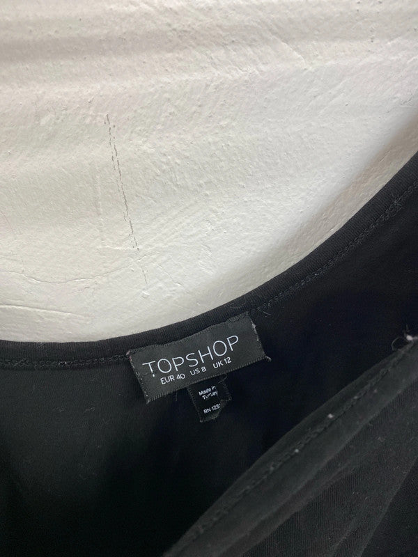 Topshop Sleek Black Mini Dress UK 12 NN001