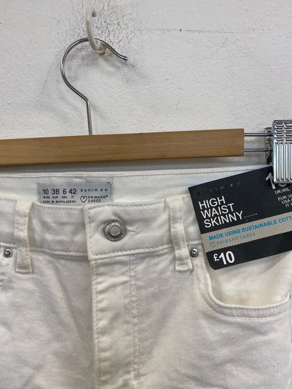 Primark Fabulous White High Waist Skinny Jeans UK 10 LK009