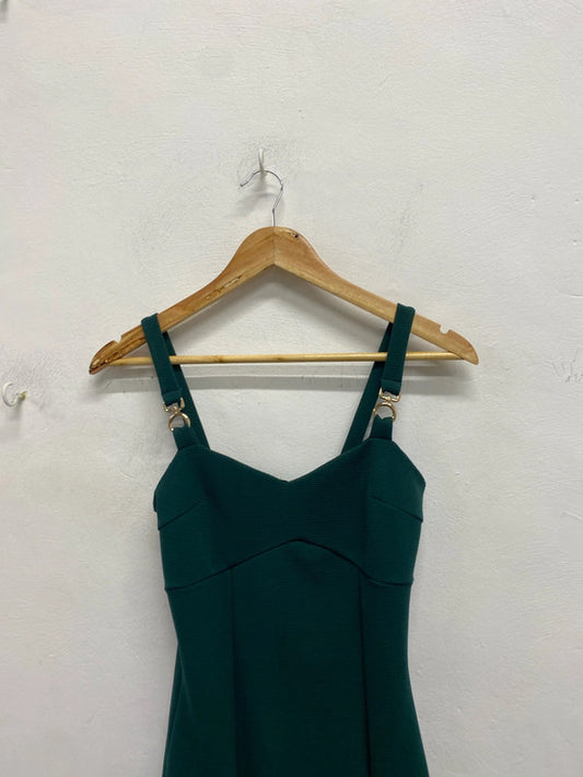 Stunning river island midi split Forrest green dress UK 6 YTH01