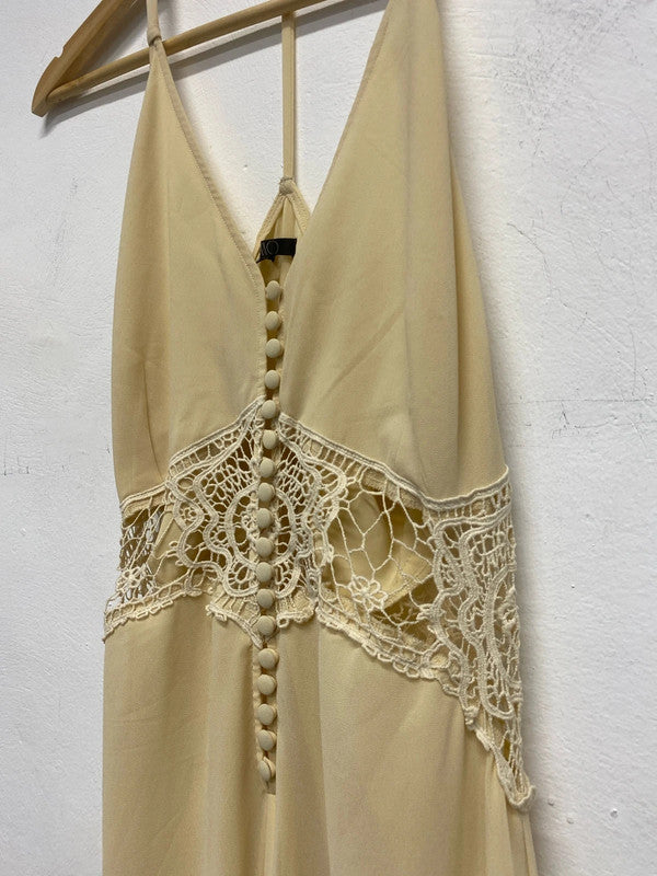 Fabulous Jarvis cream dress with lace cut outs Uk M 12 GJ001