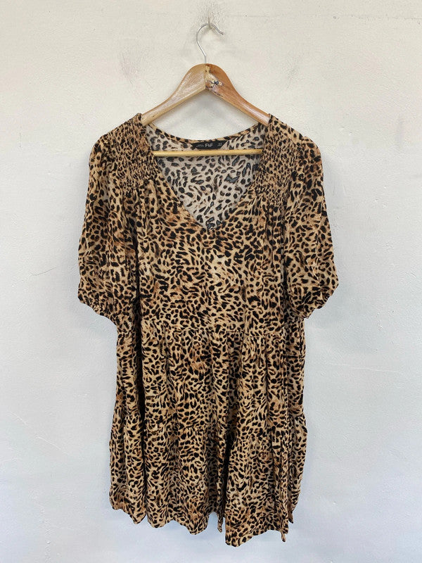 F&F Fabulous Leopard Print Smock Dress UK 18 MD002