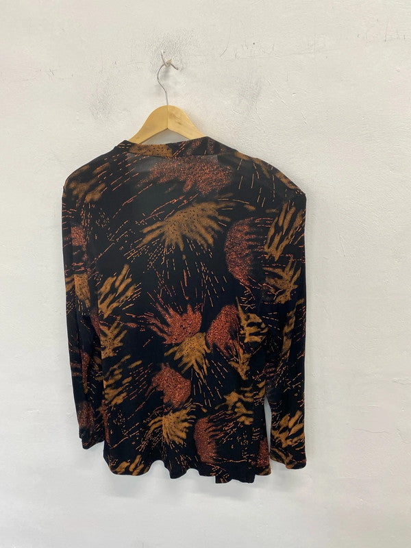 Stunning reflections black brown sparkle cardigan UK M LG006