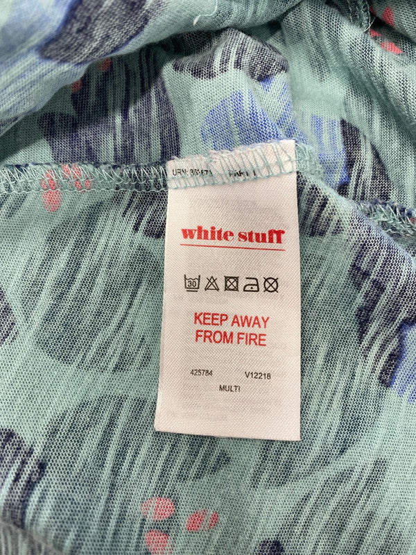 Lovely white stuff blue leaf pattern midi dress UK 10 WLH01