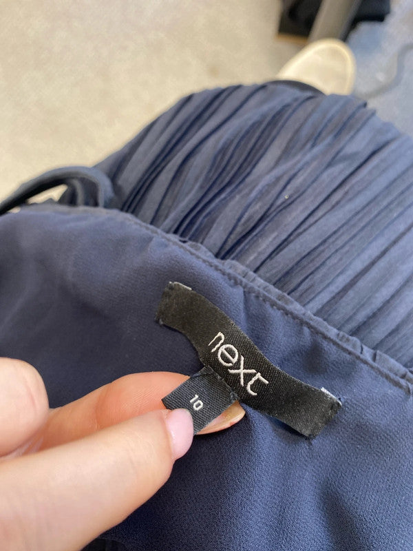 Stunning next navy pleated midi jumpsuit cross shoulder UK 10 MB001