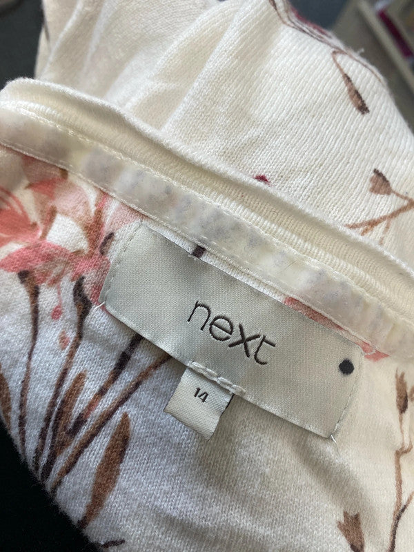 Lovely next cream floral cotton cardigan UK 14 MM005