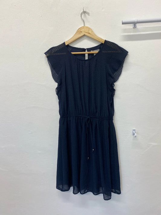 Fabulous Navy floaty romantic lightweight dress Uk10 H&M JM005