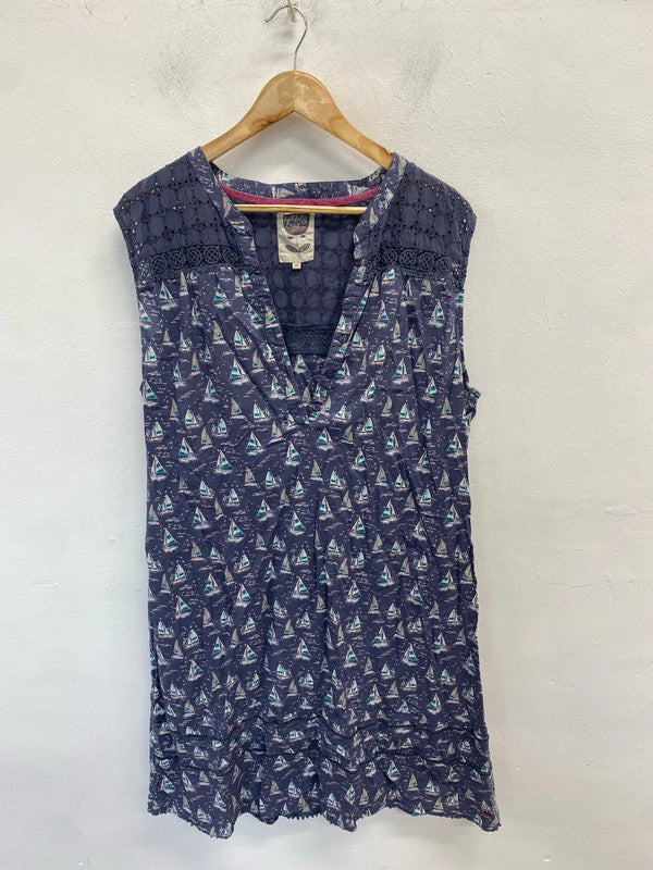 Gorgeous sailor printed Debenhams Broderie midi dress UK 20 RG021
