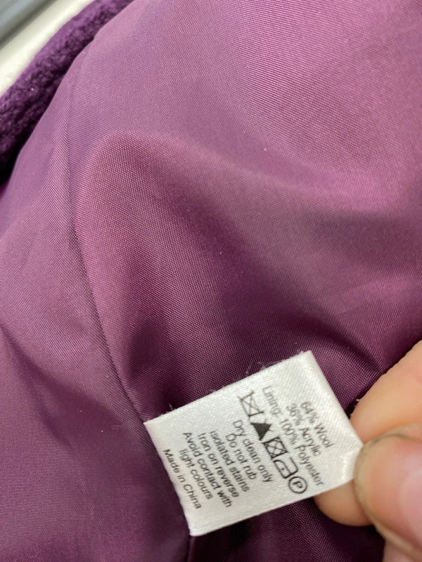 Fabulous Long Tall Sally Prune purple wool blend coat Formal or fun Uk10 KD001