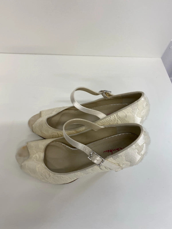 Fabulous Rainbow Cream Lace Heels event occasion UK6 KM004