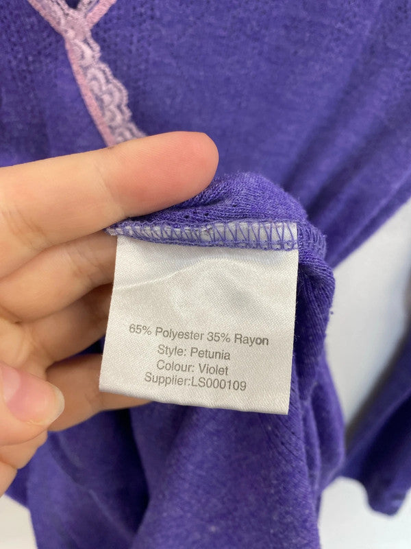 Ness Whimsical Purple Button Accent Pointelle Top Size M MM005
