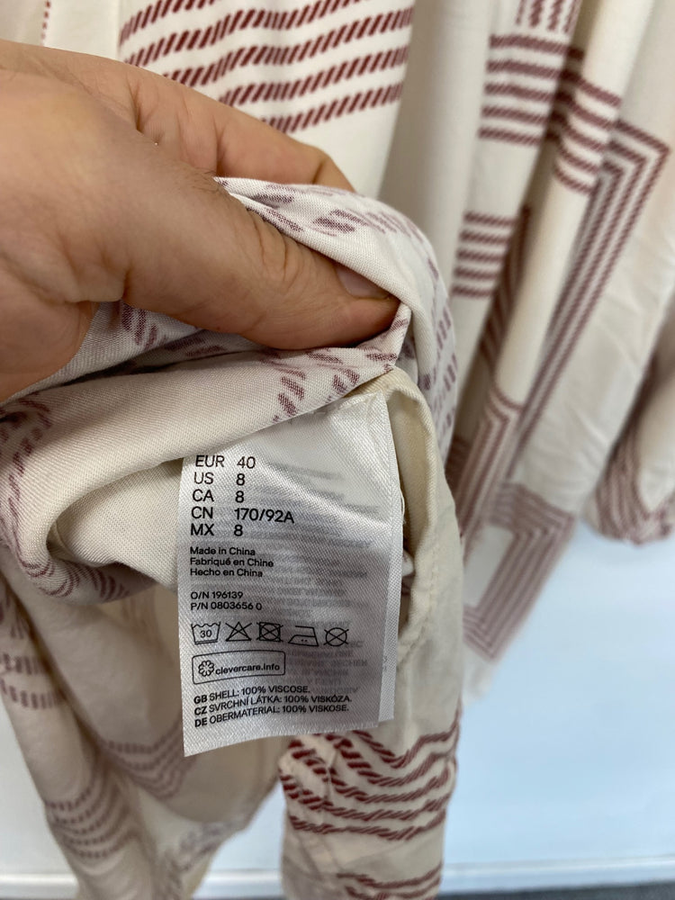 Fabulous H&M tunic Dress 12 Ivory with geometric Red Pattern DM002