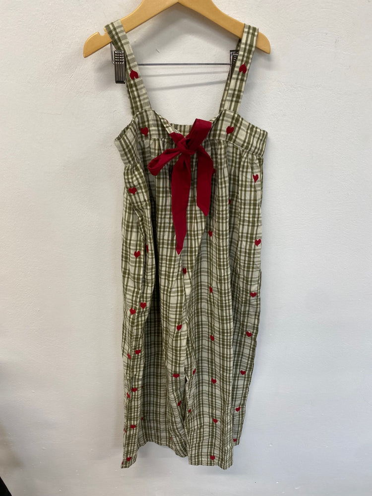 Fabulous Pink Chicken girls jumpsuit 8 years Green gingham DM002