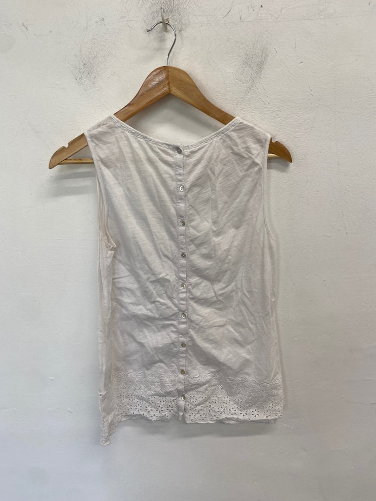 Fabulous White stuff Tank Top UK 10 White broderie WLH01