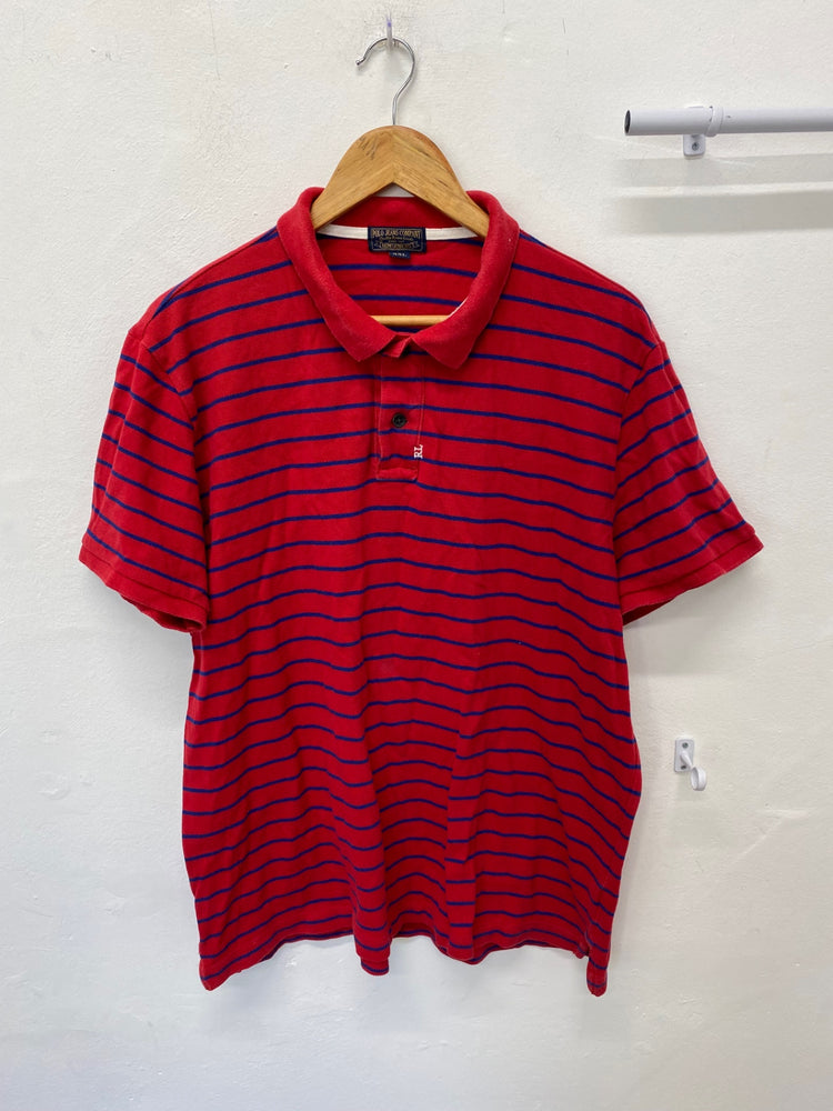 Fabulous Polo Jean Company Polo Shirt Ralp Lauren XXL Red with Blue Stripes KM001