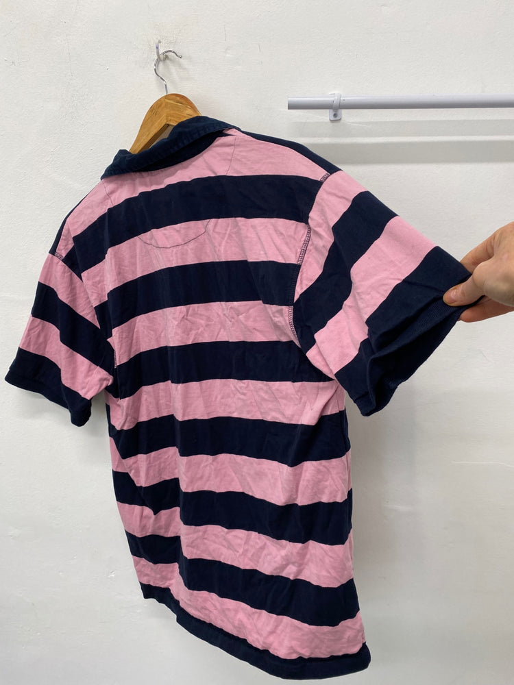 Fabulous Austin Reed Polo Shirt XL Pink and Navy Stripes KM001